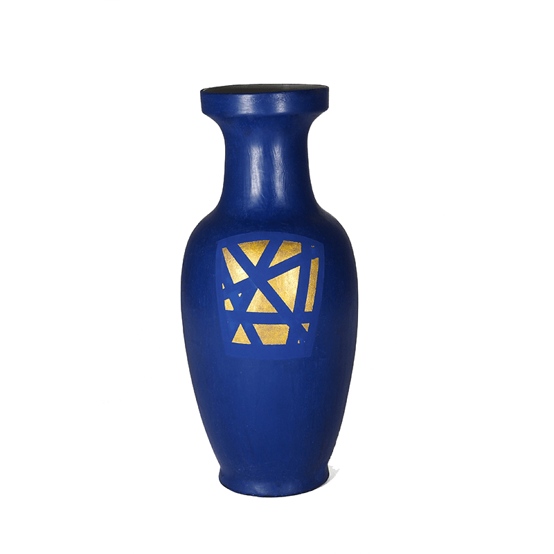 Vase en porcelaine peint en Napoleonic Blue + Clear wax